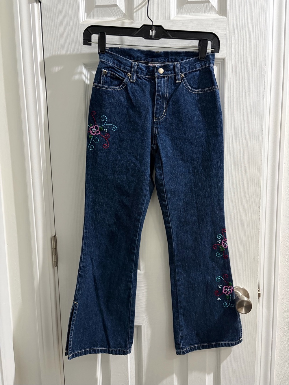American Girl Dark Blue Embroidered Flare Jeans